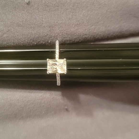 Emerald Cut Diamond Ring with Pave Diamond Mounting - Picture 3 of 9